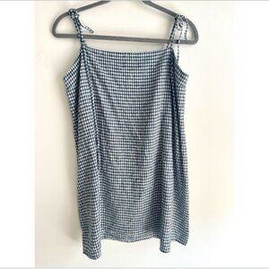 Reformation Aubree Linen Dress, Grey Plaid, Size L